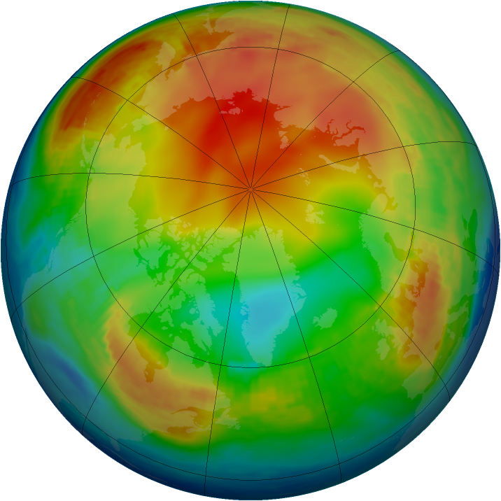 Arctic ozone map for 08 January 1985